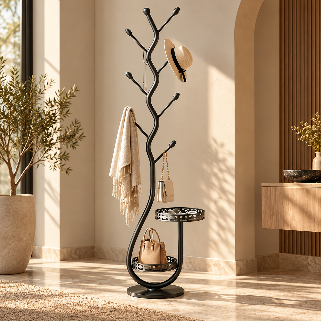 Coat Rack Storage Scandinavian Design Tree Shape
