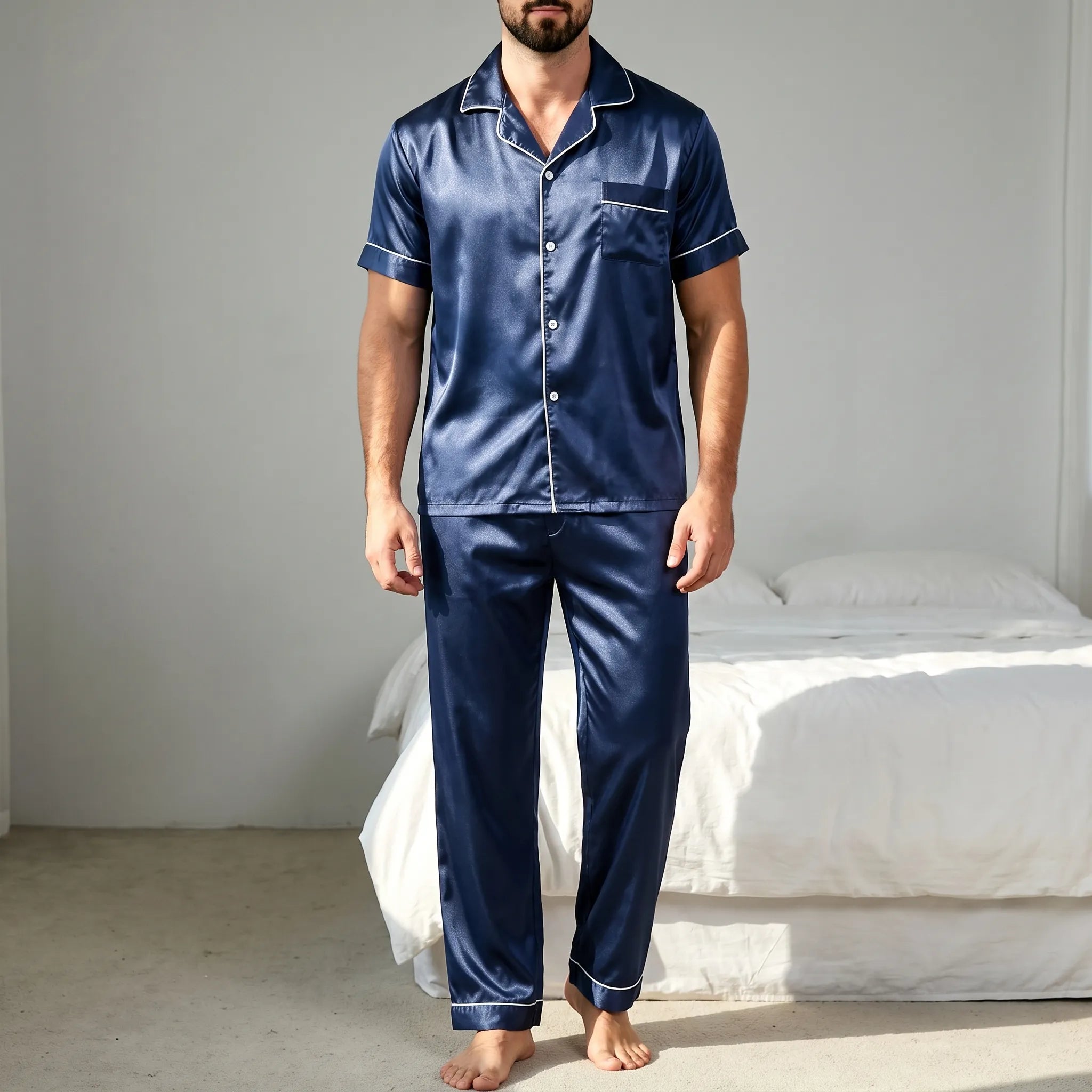 Classic Button-Down Mens Pajamas - Sylvester