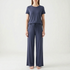 Short-Sleeved Wide-Leg Pajama Set - Violet