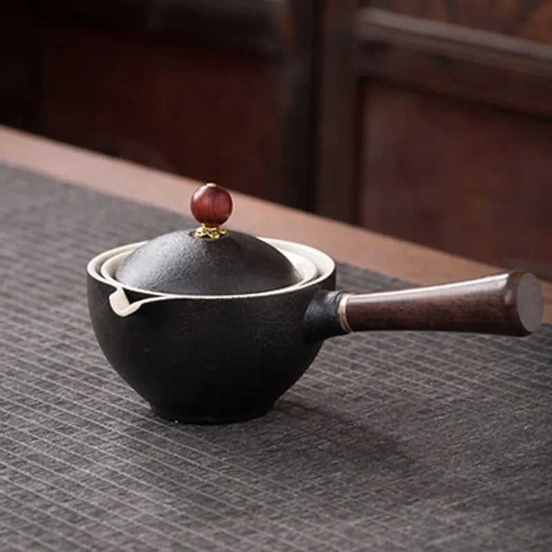 Porseleinen Gongfu Theeset met Houten Zijkant en Passend Deksel