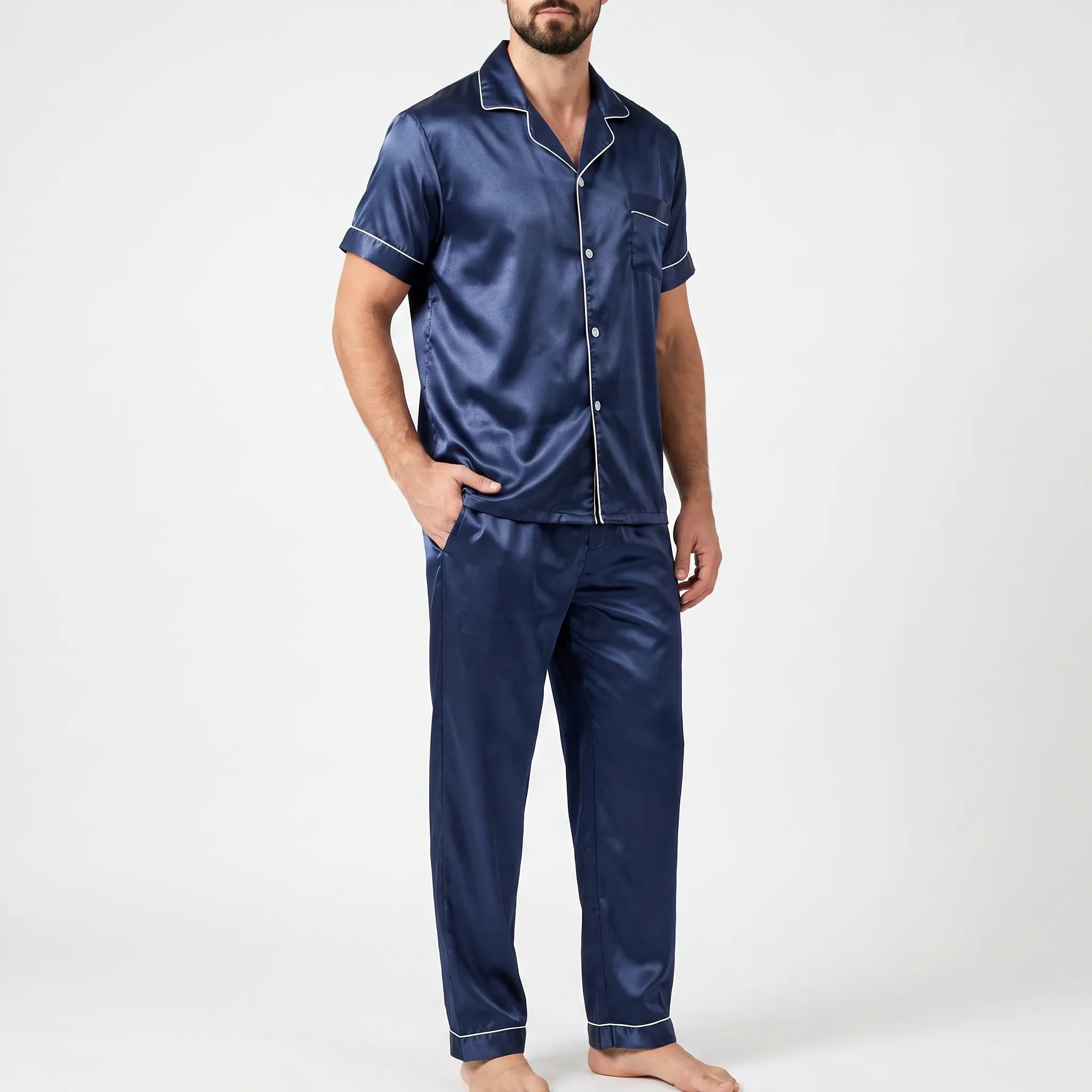 Classic Button-Down Mens Pajamas - Sylvester