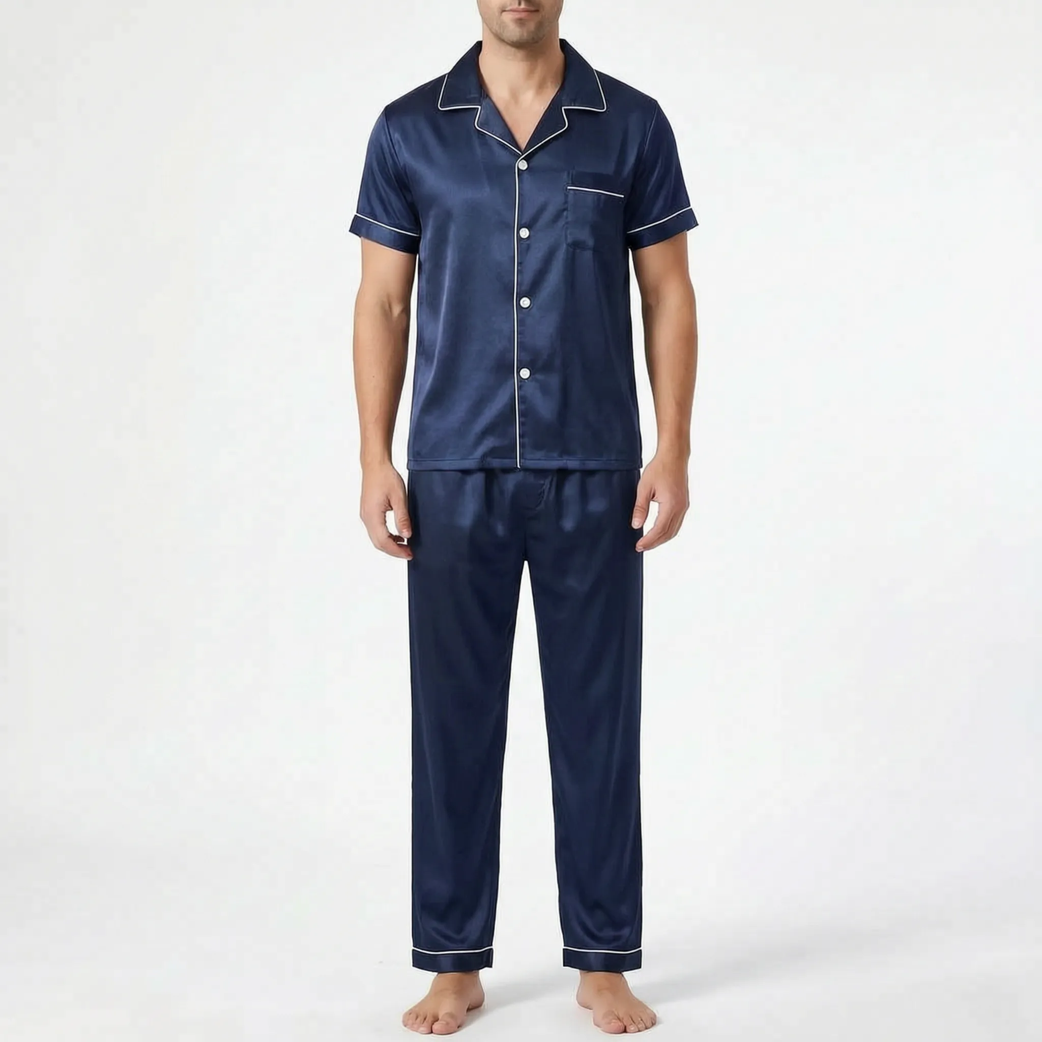 Classic Button-Down Mens Pajamas - Sylvester