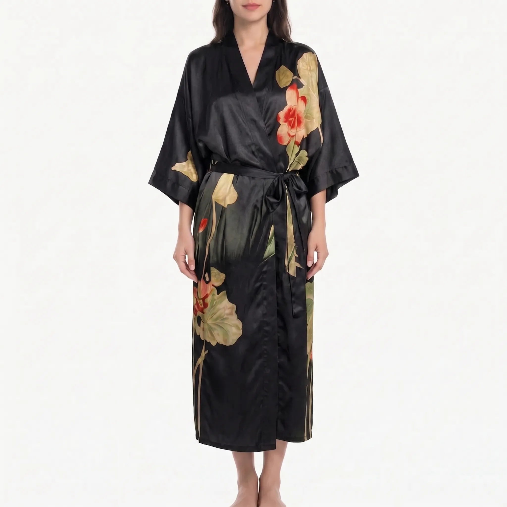 Long Floral Kimono Robe - Julie