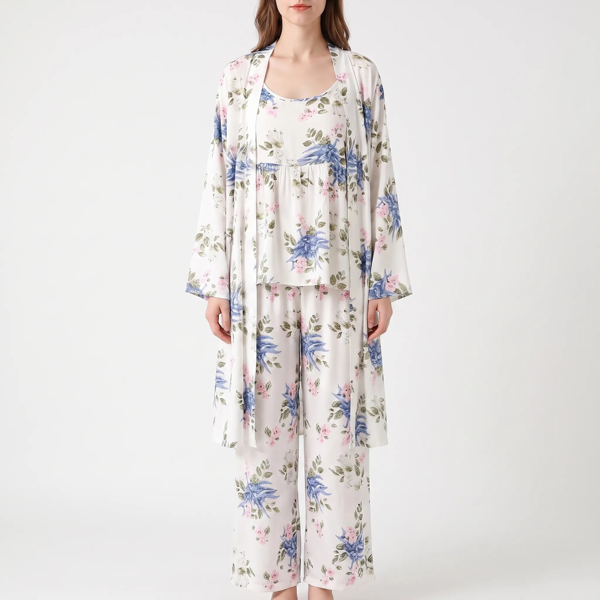 Three-Piece Floral Pajama Set - Sheila
