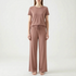 Short-Sleeved Wide-Leg Pajama Set - Violet