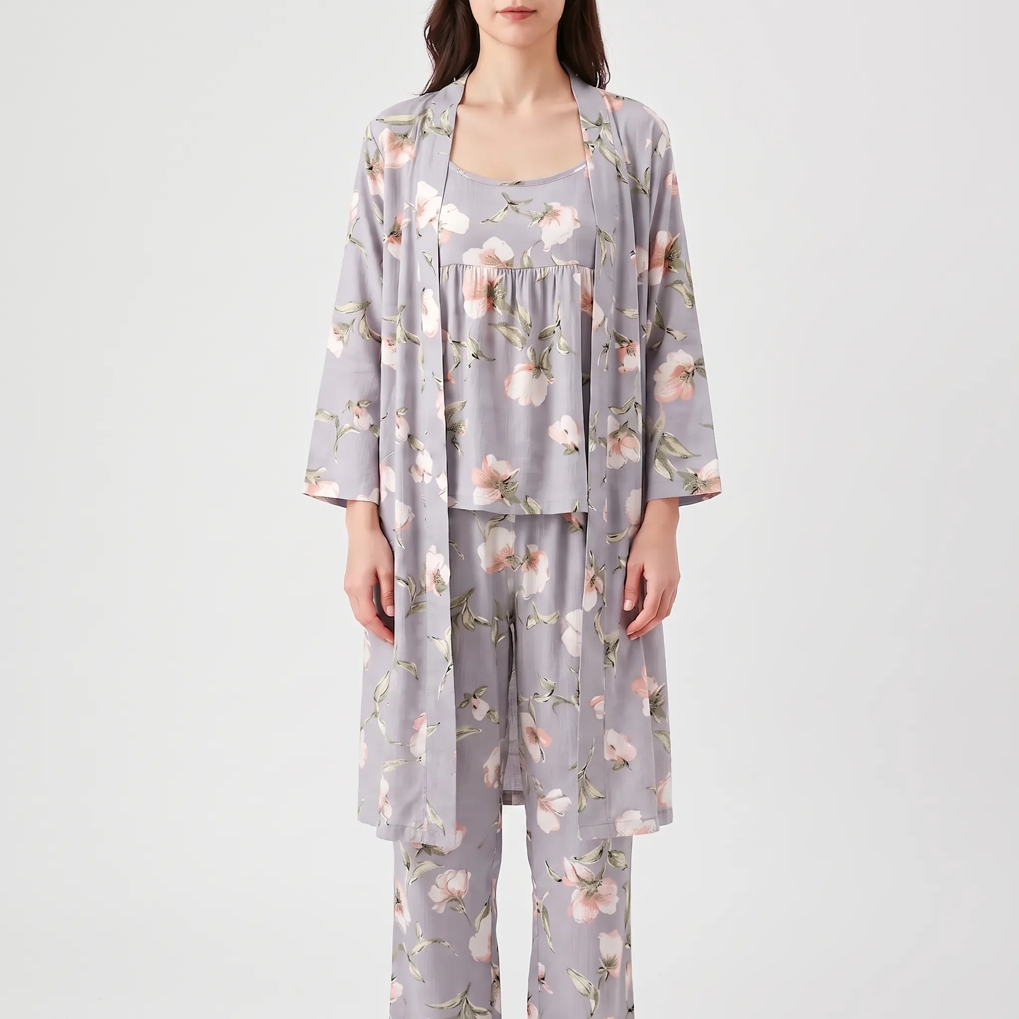 Three-Piece Floral Pajama Set - Sheila