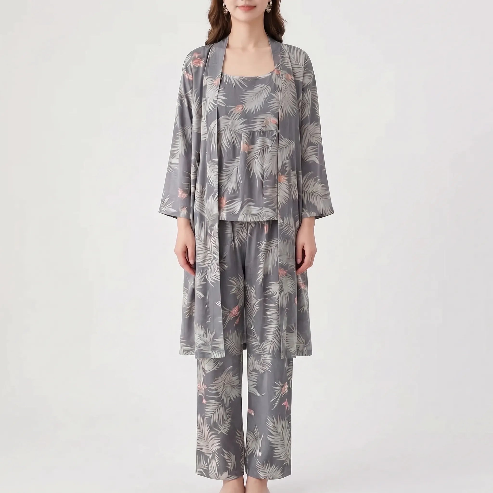 Three-Piece Floral Pajama Set - Sheila
