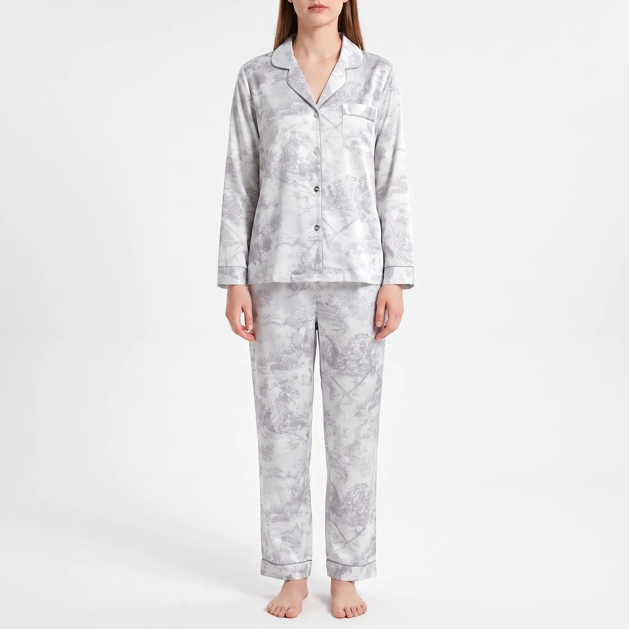 Printed Long Sleeve Pajama Set - Shelly