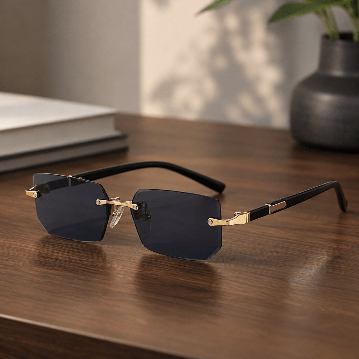 SHADEVISTA – Rectangular Frameless Sunglasses with UV400 Protection