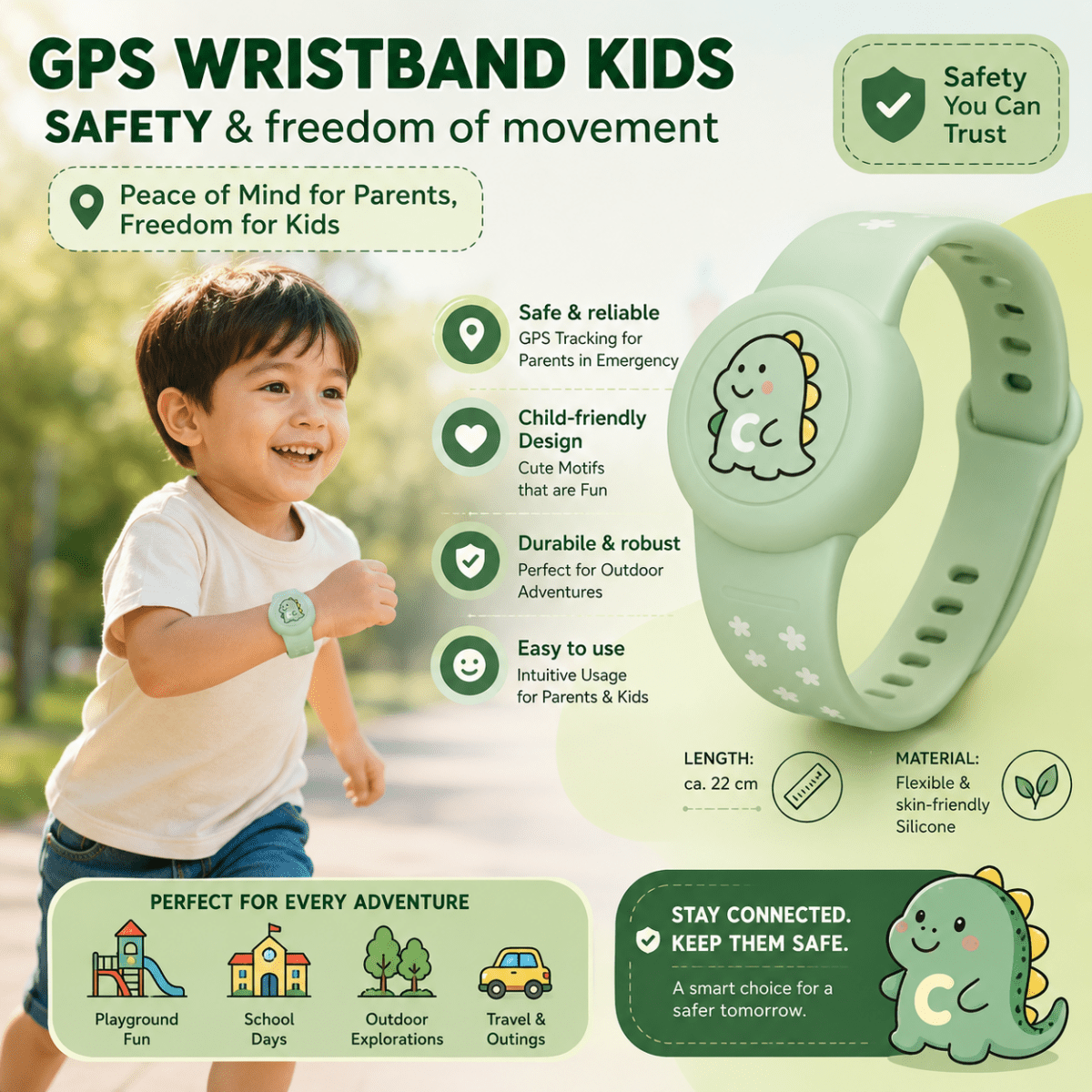LITTLELOCATE – Colorful GPS Bracelet for Children with a Comfortable Adjustable Band