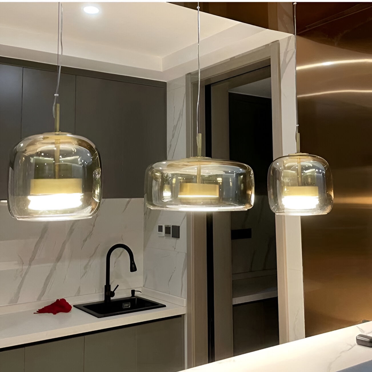 Kitchen Pendant Light Fixtures with Translucent Glass Shade and Adjustable LED for Island - Image 16