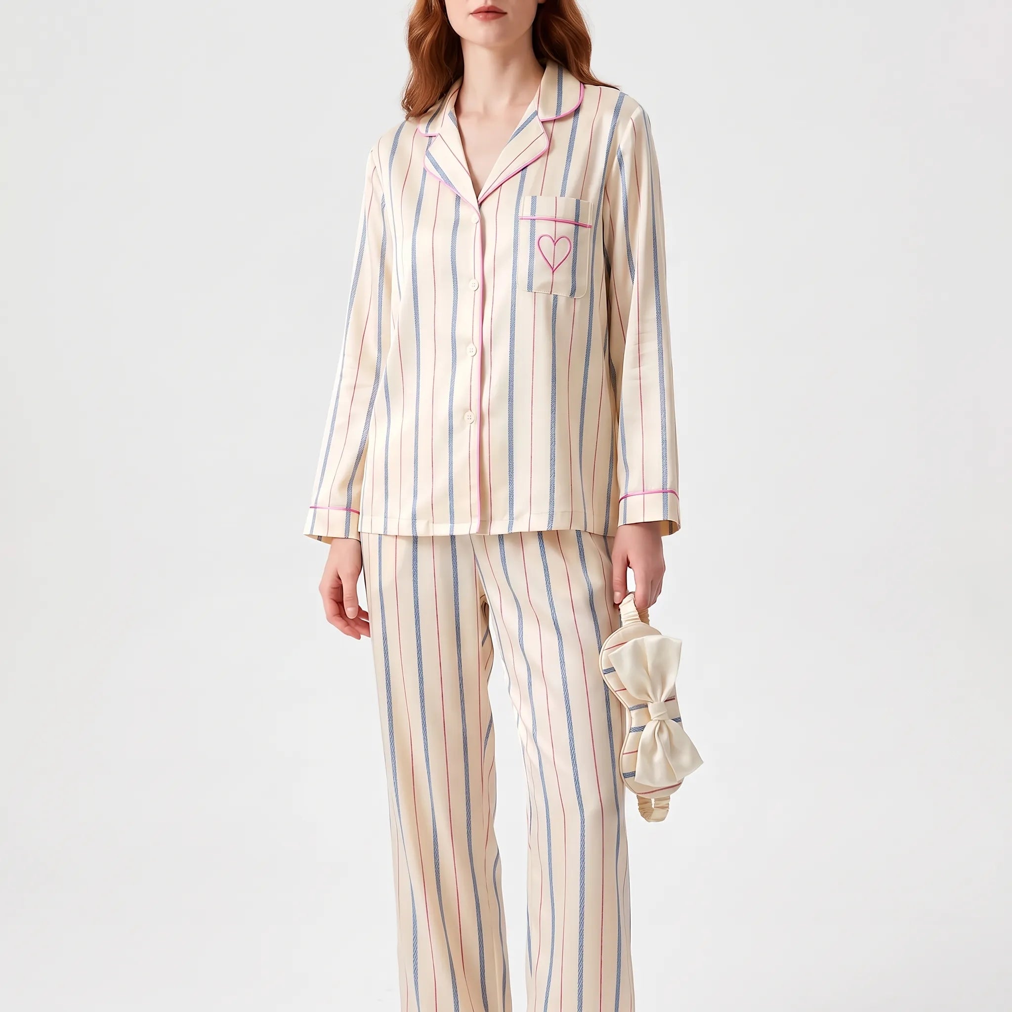 Striped Long-Sleeved Pajama Set - Lucy