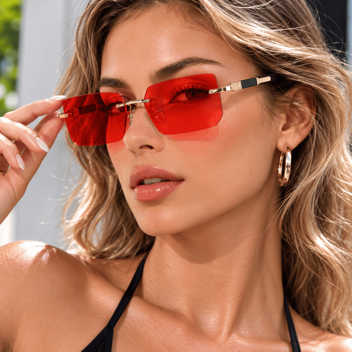 SHADEVISTA – Rectangular Frameless Sunglasses with UV400 Protection