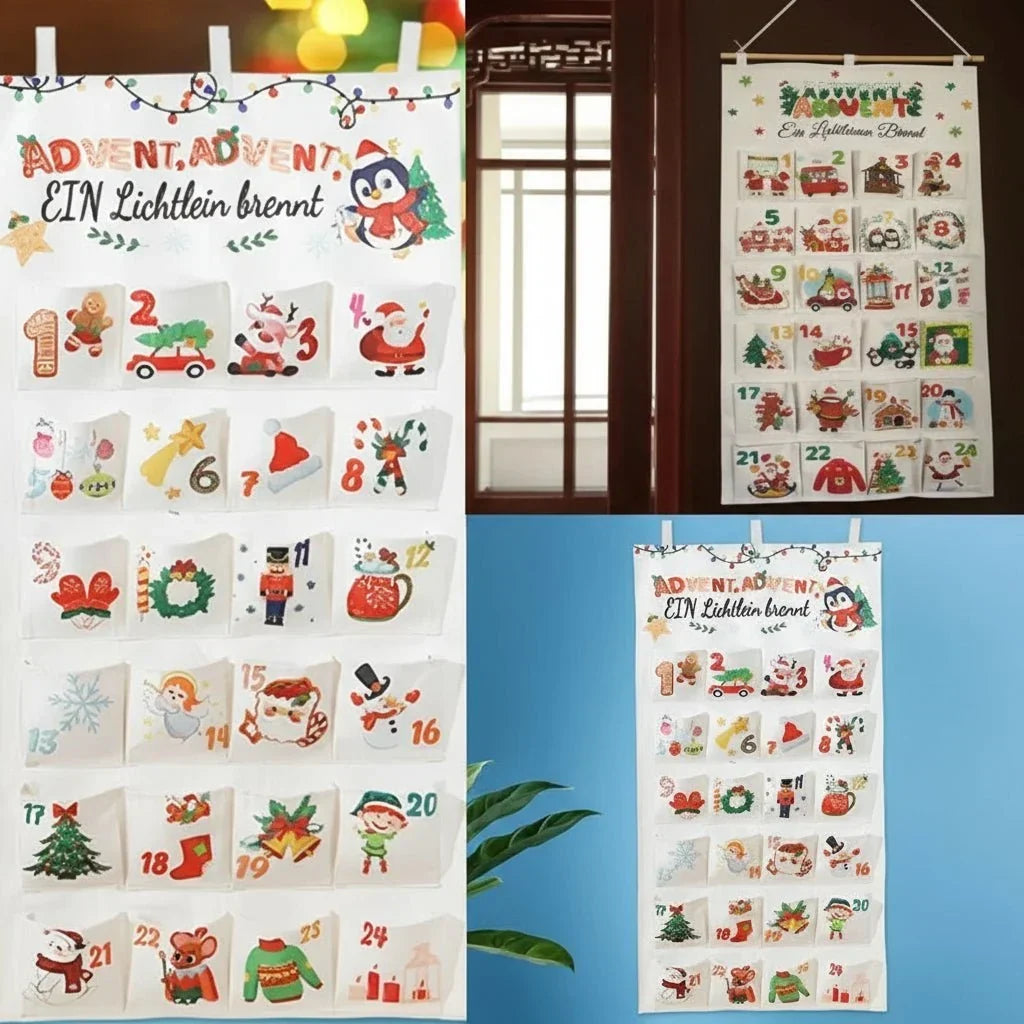 Stoff-Adventskalender | 24 Fächer | Wiederverwendbar