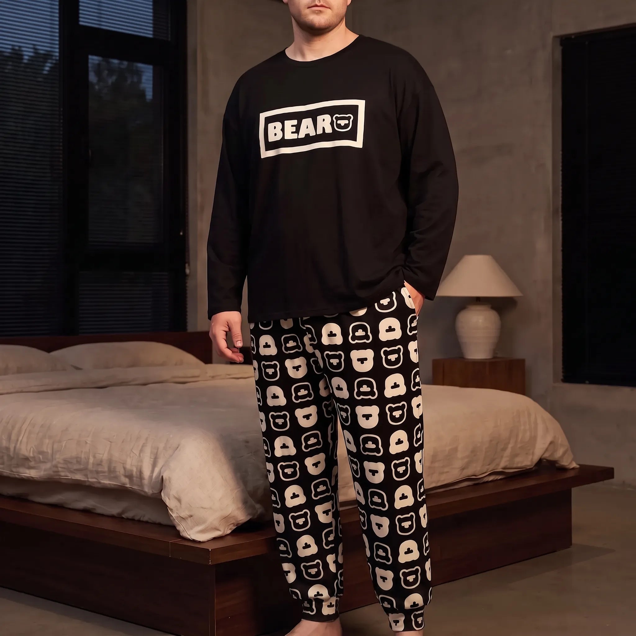 Men's Casual Long Sleeve Pajama Set - Dean