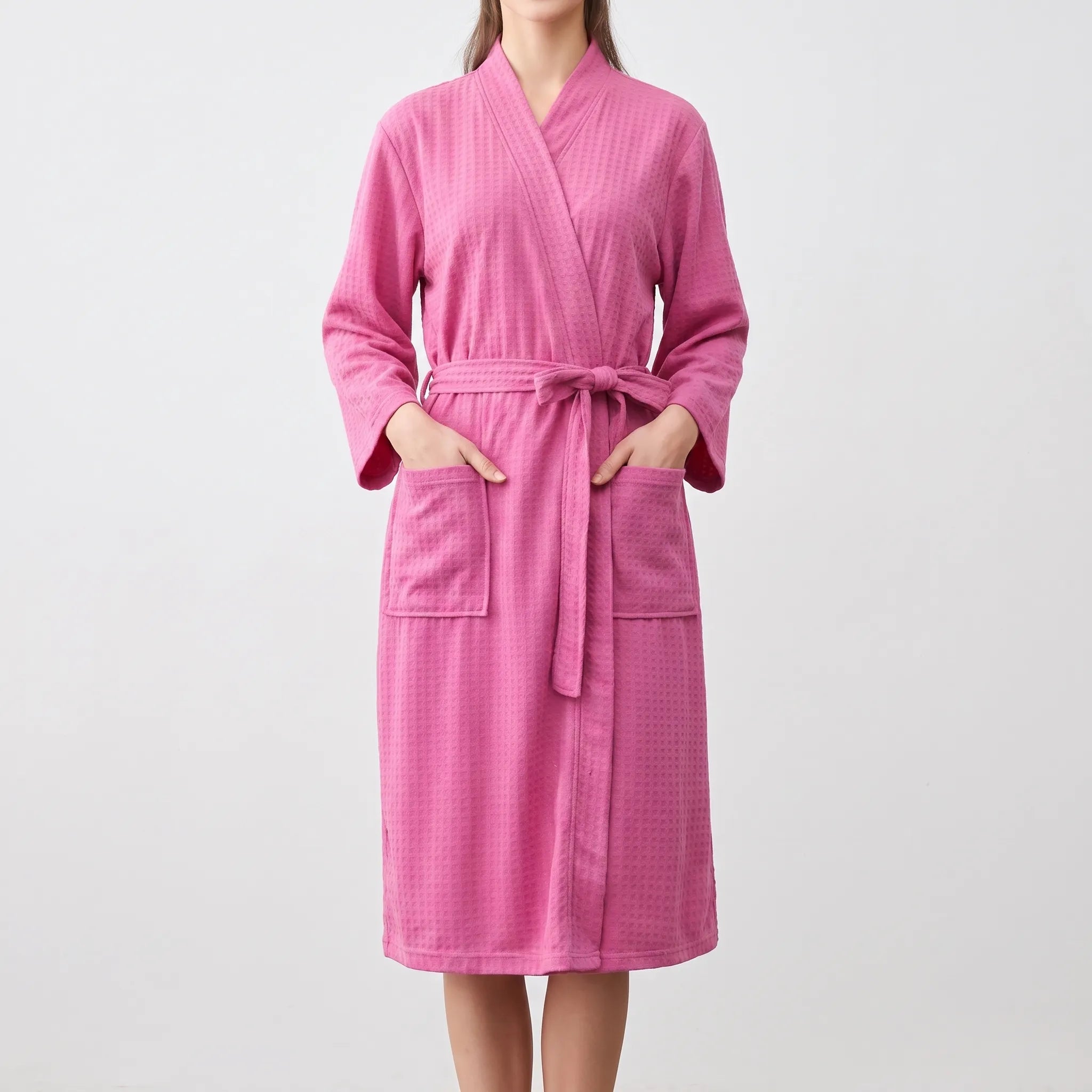 Textured Knee-Length Bathrobe - Lindsey
