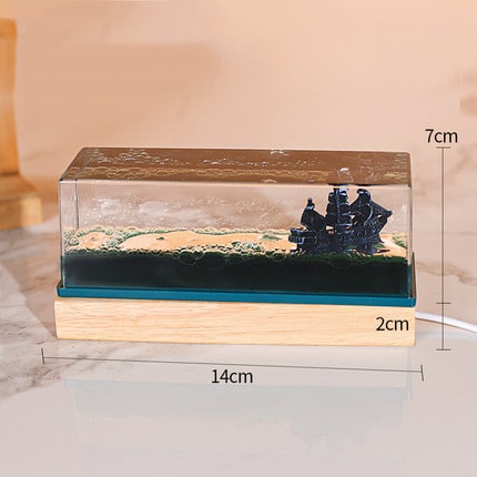 Fluid Drift Bottle with Floating Ship and LED Light Desk Ornament - Image 8