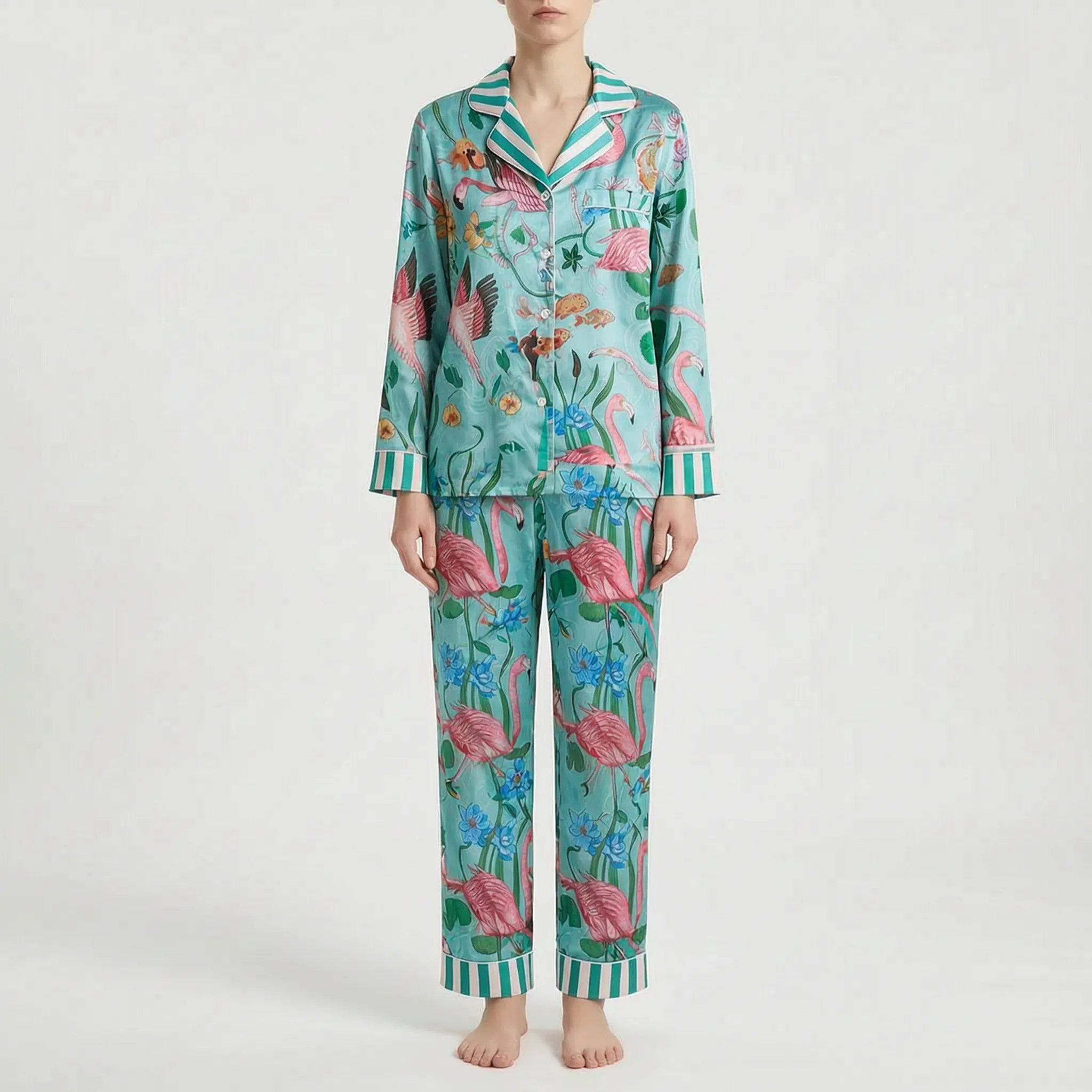 Long Sleeve Printed Pajama Set - Cheryl