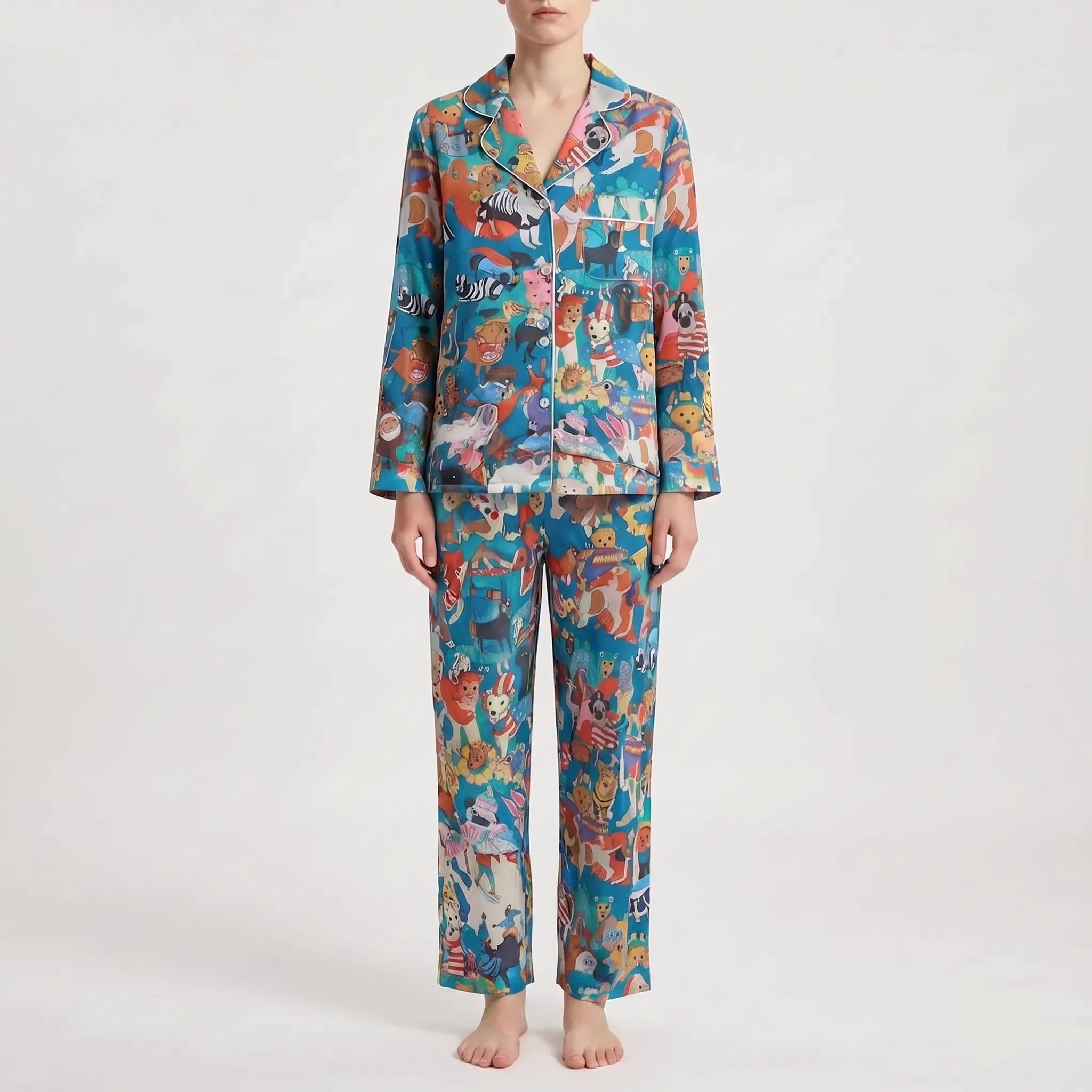Long Sleeve Printed Pajama Set - Cheryl