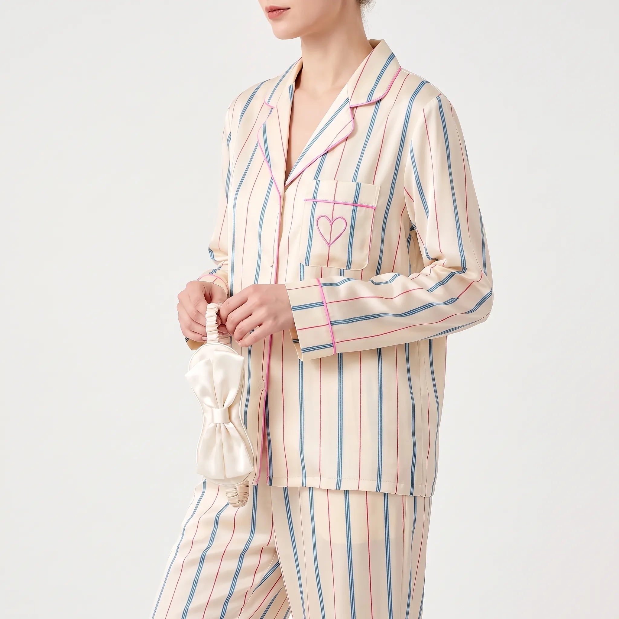 Striped Long-Sleeved Pajama Set - Lucy