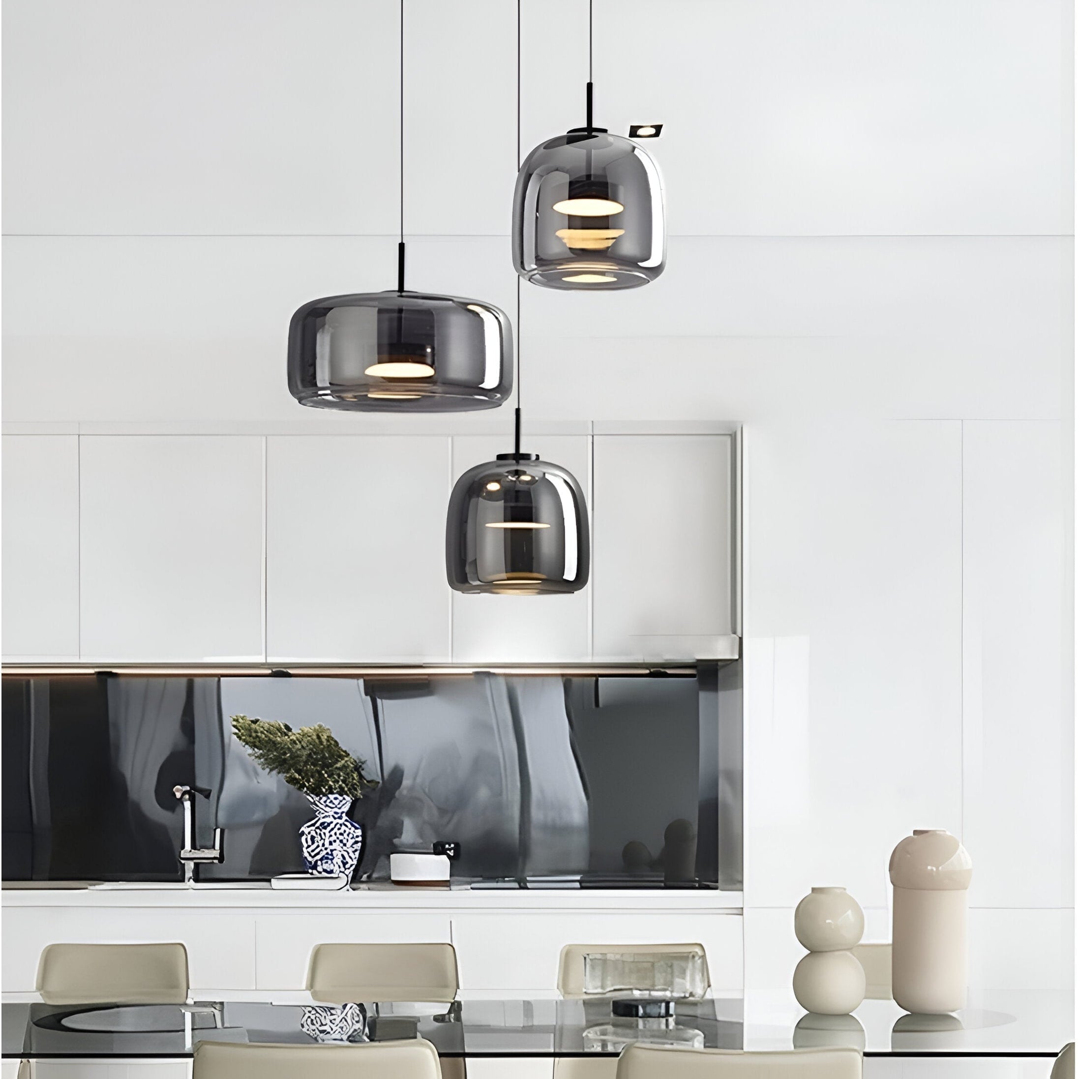 Kitchen Pendant Light Fixtures with Translucent Glass Shade and Adjustable LED for Island - Image 7
