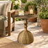 Woven Metal Side Table Decorative Accent Round Openwork