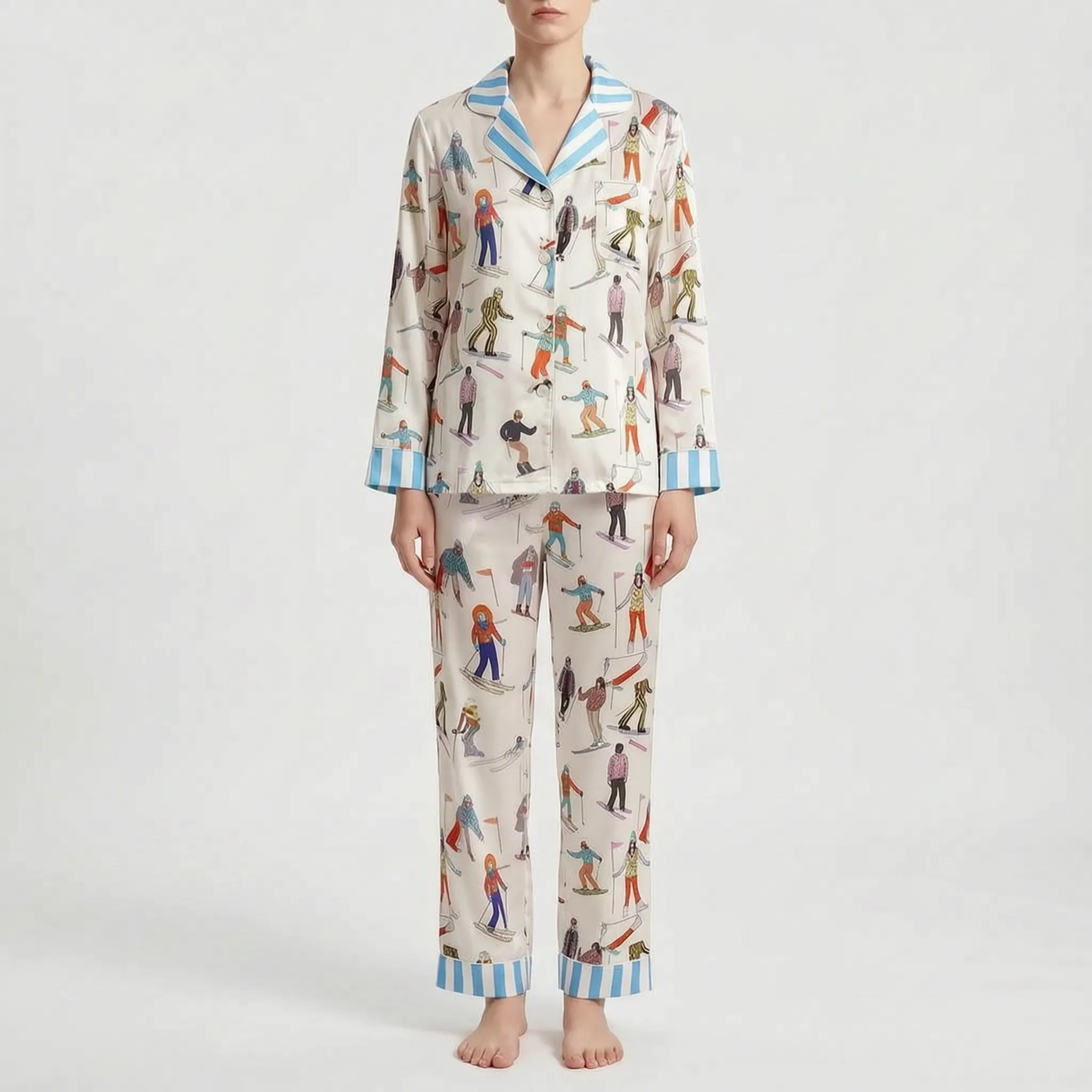 Long Sleeve Printed Pajama Set - Cheryl