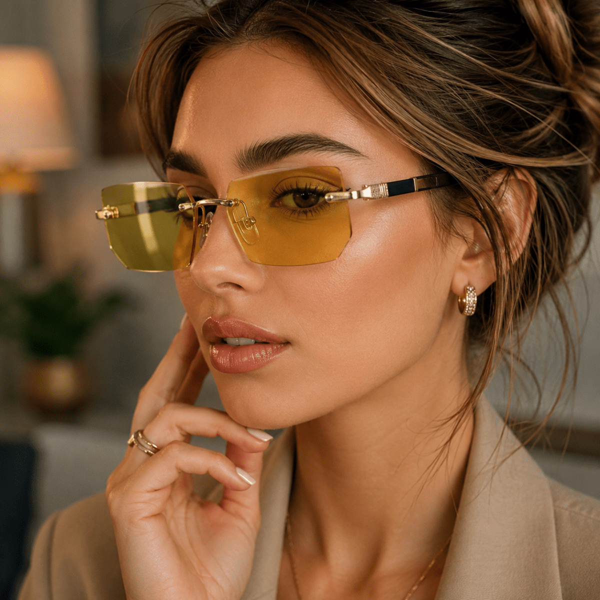 SHADEVISTA – Rectangular Frameless Sunglasses with UV400 Protection
