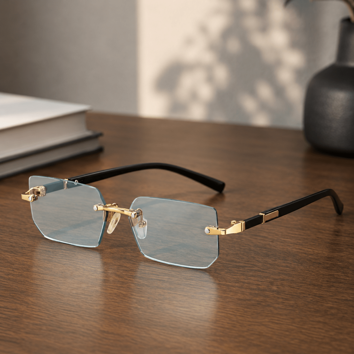 SHADEVISTA – Rectangular Frameless Sunglasses with UV400 Protection