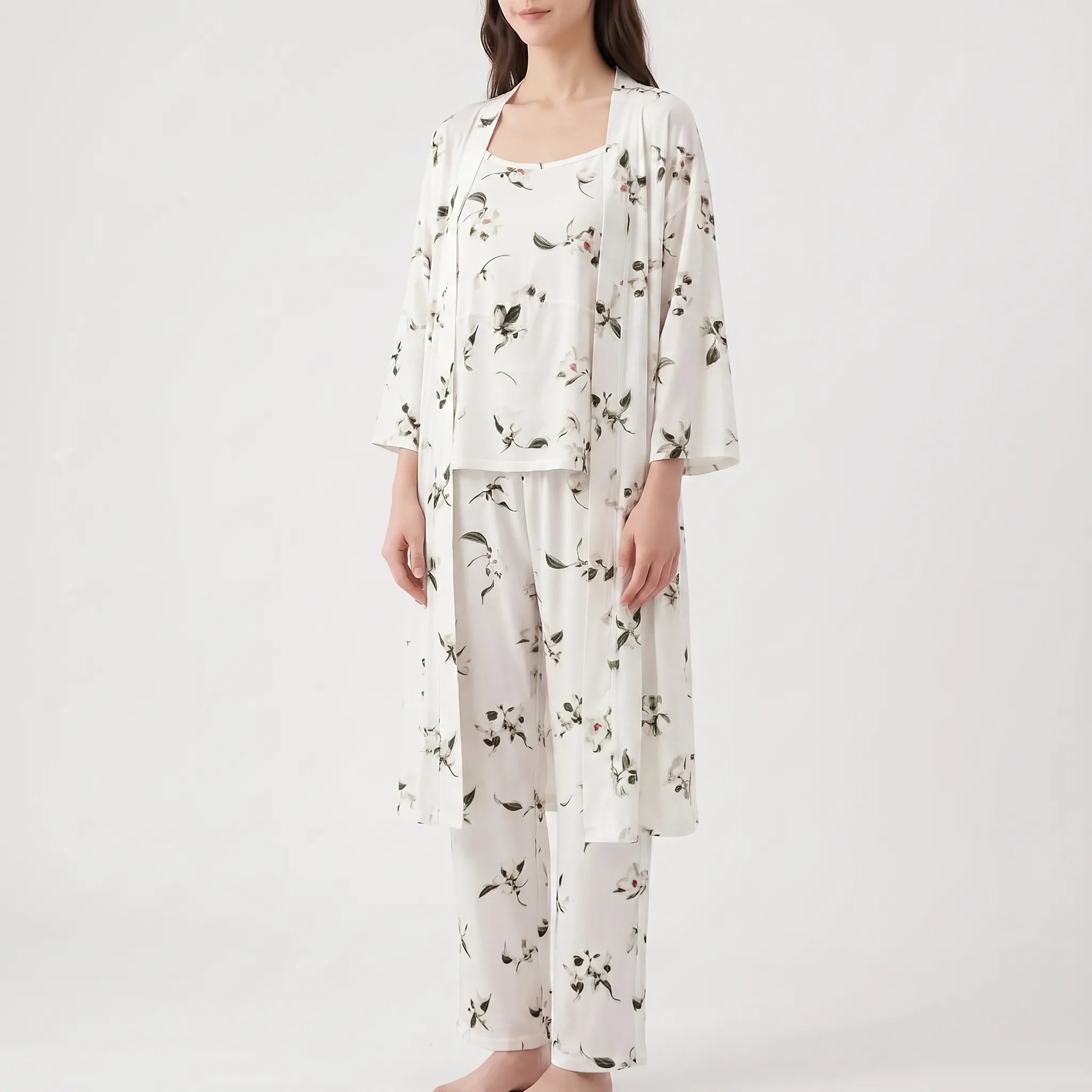 Three-Piece Floral Pajama Set - Sheila