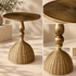 Woven Metal Side Table Decorative Accent Round Openwork