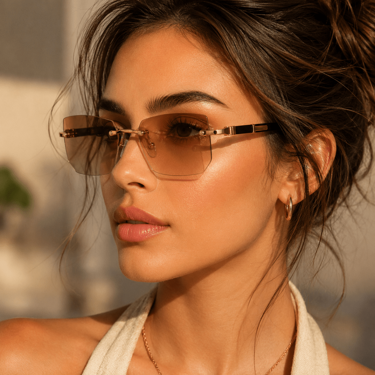SHADEVISTA – Rectangular Frameless Sunglasses with UV400 Protection