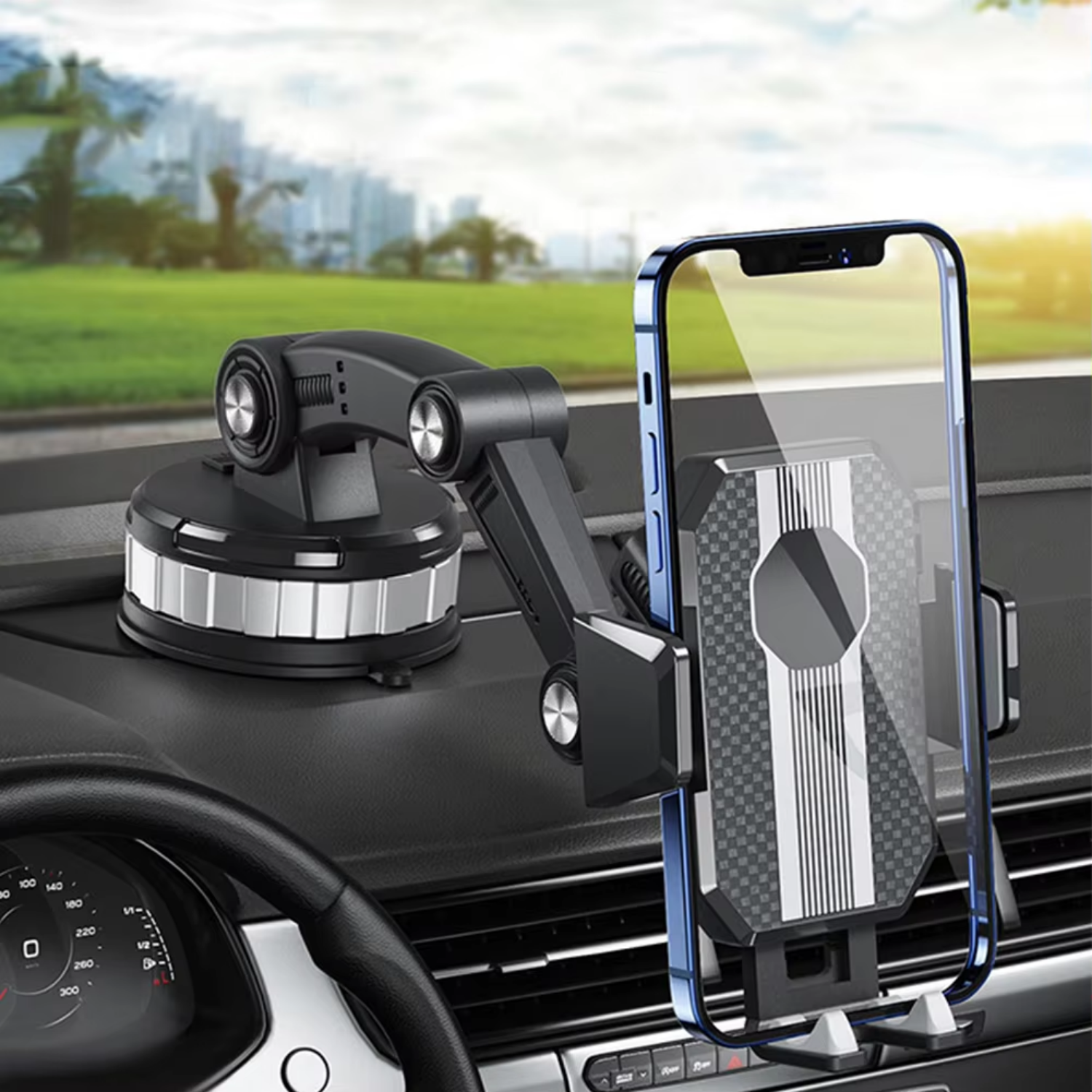 Handyhalterung Auto GripTech | Starke Saugnapf-Haftung | 360° Rotation | Einhandbedienung