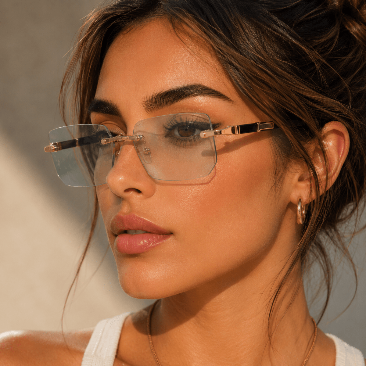SHADEVISTA – Rectangular Frameless Sunglasses with UV400 Protection