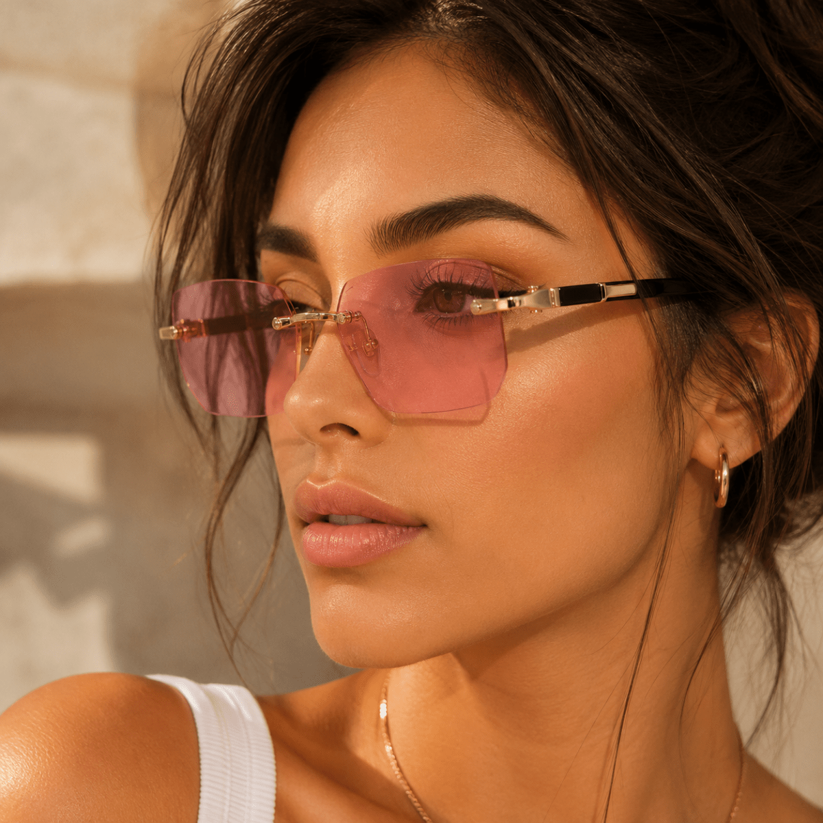 SHADEVISTA – Rectangular Frameless Sunglasses with UV400 Protection