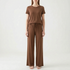 Short-Sleeved Wide-Leg Pajama Set - Violet