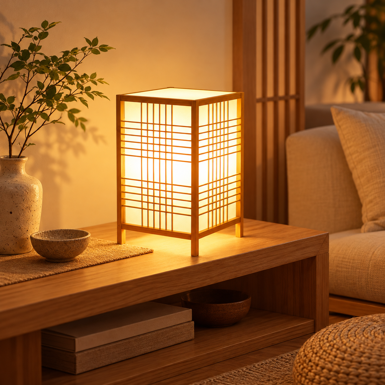 Japanese Soft Light Bamboo Table Lamp Zen Style