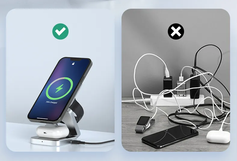 Vouwbare 3-in-1 Magnetische Draadloze Oplaadstation