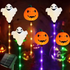 Stake Lights Carved Pumpkin Ghost Set of 6 Fanged Face Pumpkin and Ghost (Battery) color