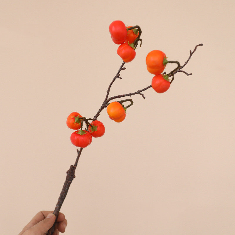 Artificial Fall Pumpkin Berry Stems Sunset Red color