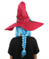 Adult Womens Blue Witch Wig with Red Hat size and fit